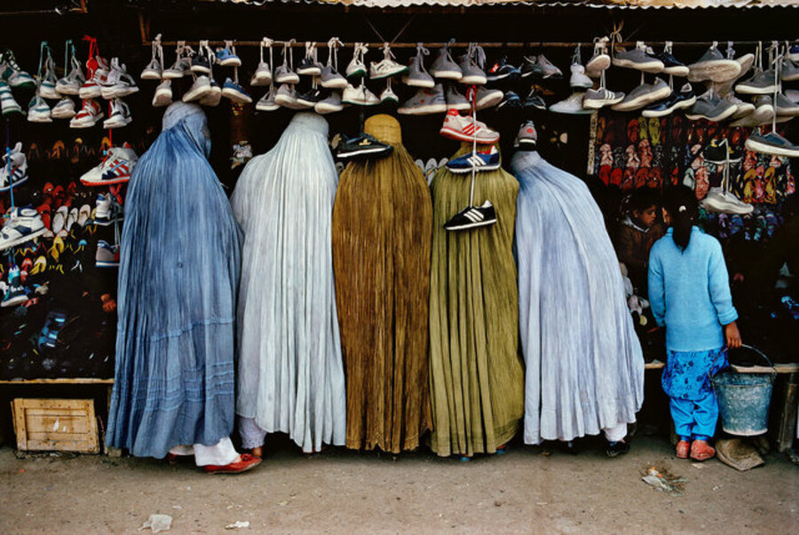 Afghan Women at Shoe Store, Kabul, Afghanistan,