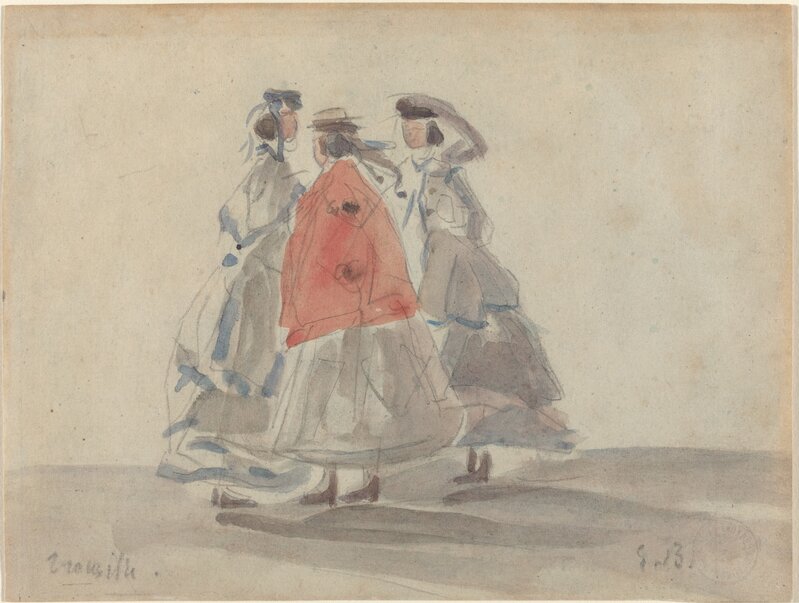 Eugène Boudin, ‘Three Women at Trouville’, ca. 1865, Drawing, Collage or other Work on Paper, Watercolor and graphite on laid paper, National Gallery of Art, Washington, D.C.