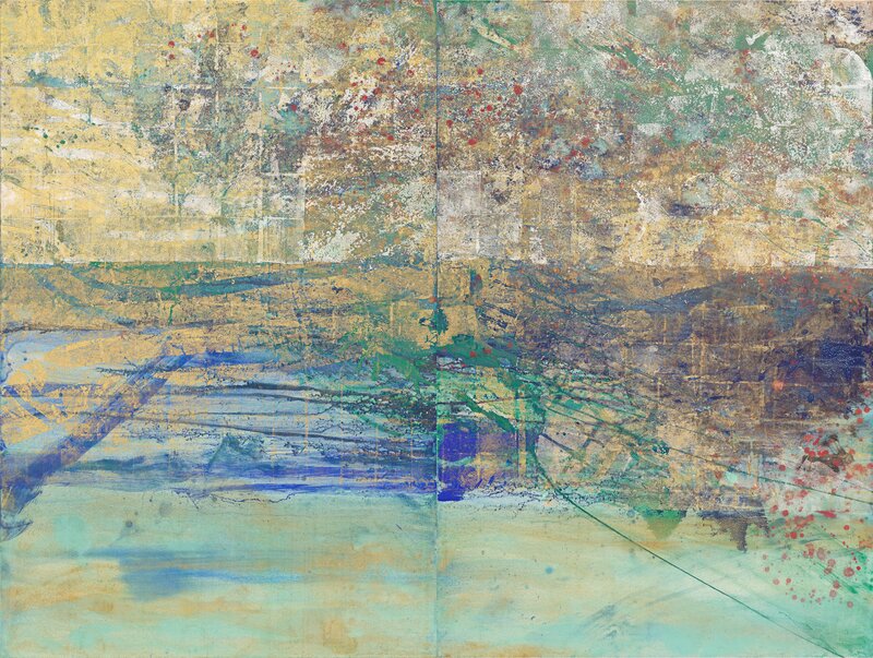 Makoto Fujimura, ‘Golden Sea - Journey 黃金海 — 旅程’, 2020, Painting, Mineral Pigments, Gold, Silver on Kumohada  天然礦物顏料、金、銀、雲肌紙, Artrue Gallery
