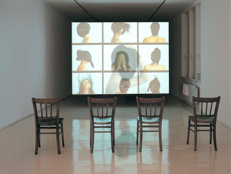 Mwangi Hutter, ‘Neger Don’t Call Me (installation view)’, 2000, Installation, DVD, speakers, four wood chairs, Dolby surround sound, National Museum of Women in the Arts