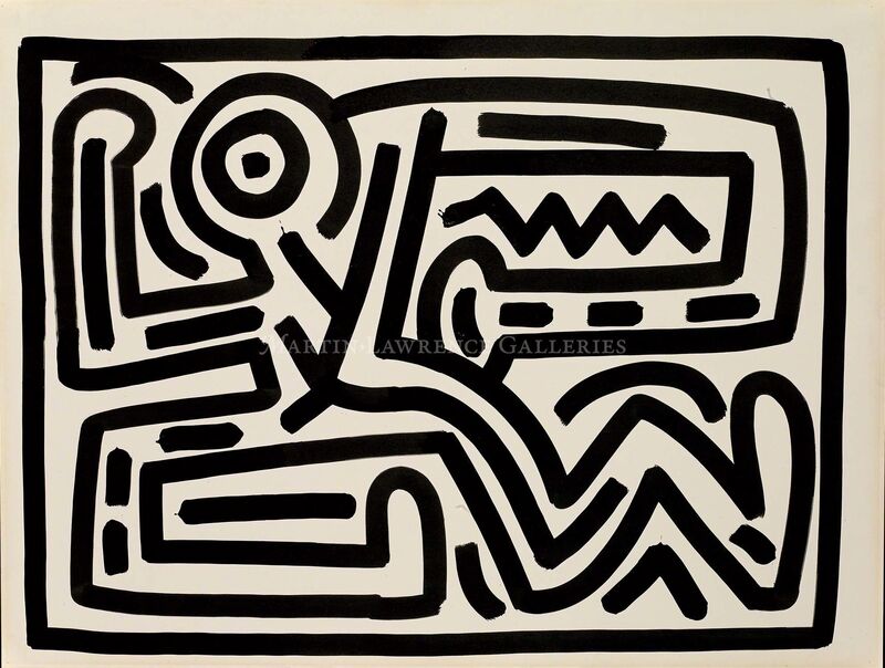 Keith Haring, ‘Untitled, 1988 (Growing #6, dancing man)’, 1988, Painting, Sumi ink on paper, signed and dated 'MAY 14 1988' on the reverse, Martin Lawrence Galleries