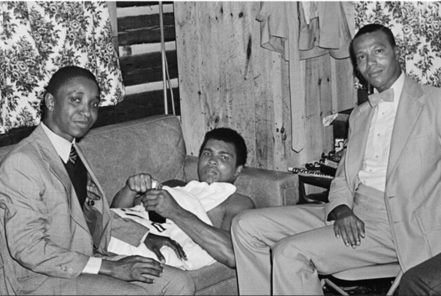 Untitled (Ali with Minister Louis Farrakhan and a Guinean delegate of President Sekou Touré during the training for the Rumble in the Jungle)