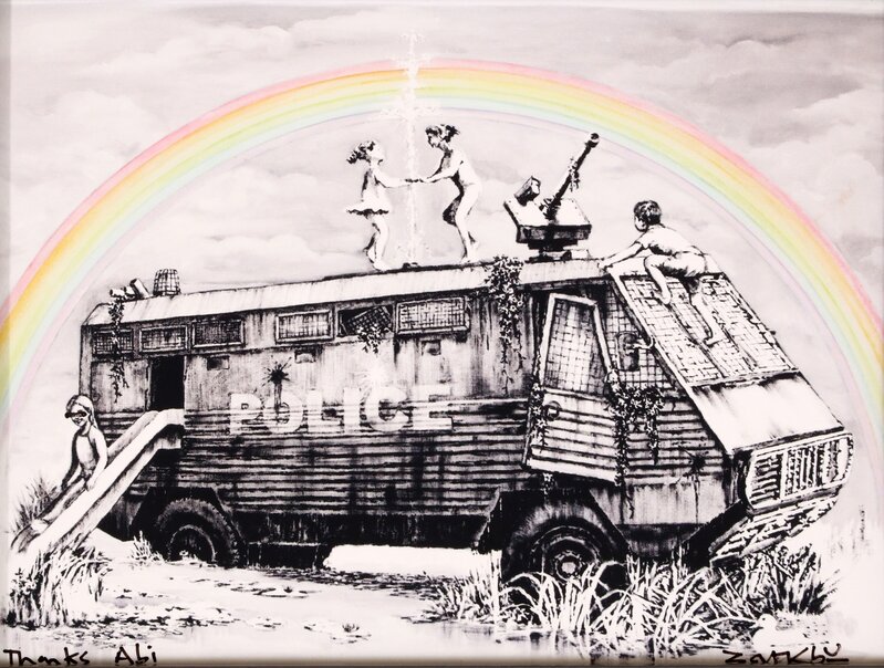 Banksy, ‘Police Riot Van (Dismaland Gift Print)’, 2015, Photography, Hand embellished digital print in colours, Chiswick Auctions