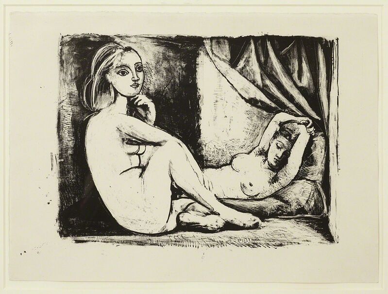 Pablo Picasso, ‘Les Deux Femmes nues, State 3 (ii), November 1945’, 1945, Print, Wash drawing, pen and scraper on stone, Cristea Roberts Gallery