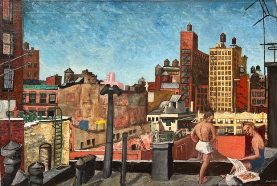 Rooftop Bathers (Untitled)