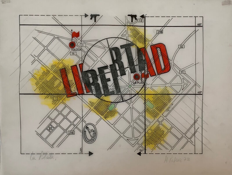 Margarita Paksa, ‘Libertad’, 1972, Drawing, Collage or other Work on Paper, Black ink and color on tracing paper, Herlitzka & Co. 