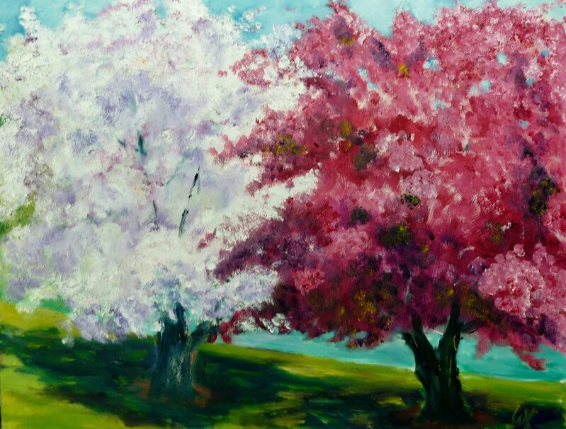 William Kelley, ‘Cherry Blossoms, Boston’, Painting, Oil on canvas, Walter Wickiser Gallery