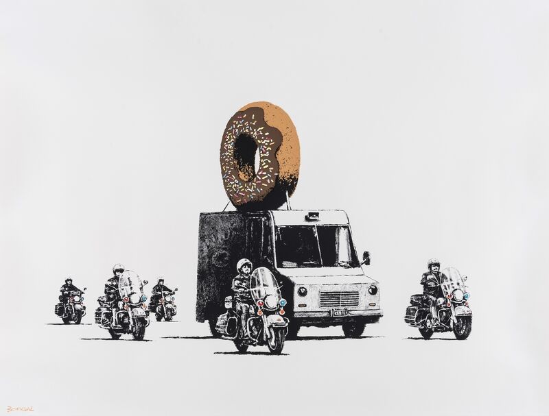 Banksy, ‘Donuts (Special Edition- Chocolate)’, 2009, Print, The rare and important screenprint with extensive hand-colouring in coloured pencil, Forum Auctions