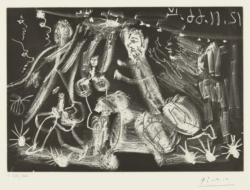 Pablo Picasso, ‘Sous le feux de la rampe: "Au Viol!" (B. 1415; Ba. 1430)’, Print, Aquatint and etching, Sotheby's