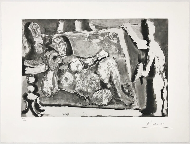 Pablo Picasso, ‘PEINTRE AU TRAVAIL (BLOCH 1157)’, 1964, Print, ETCHING, AQUATINT, DRYPOINT & SCRAPER, Gallery Art
