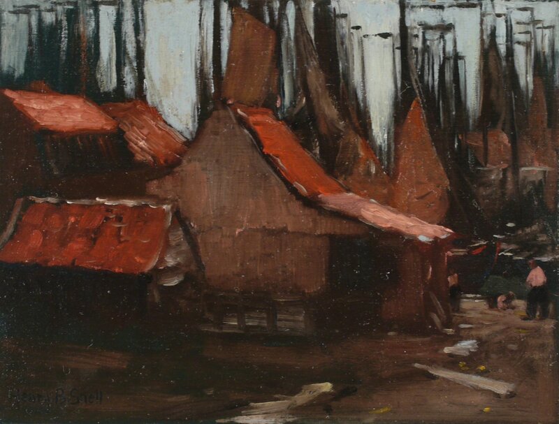 Henry Snell, ‘Red Roofs and Sails’, ca. 1905, Painting, Oil on canvas board, Private Collection, NY