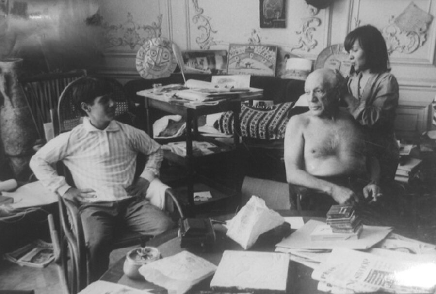 Picasso with Claude and Paloma, Villa La Californie 1959