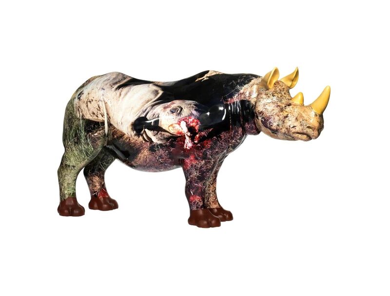 Jake & Dinos Chapman, ‘The Unmentionable’, 2018, Sculpture, Rhino: fibreglass rhino (fire retardant) with internal armature Finish: Paint and hand applied bespoke designed vinyl images, Tusk Benefit Auction