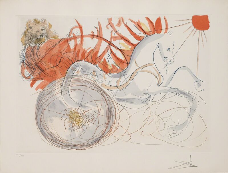 Salvador Dalí, ‘Elijah (Elijah and the chariot) (Our Historical Heritage, Plate J)’, 1975, Print, Hand-signed engraving, Martin Lawrence Galleries