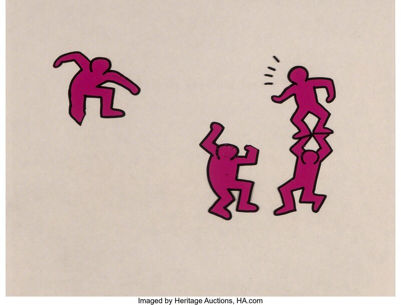 Keith Haring, ‘Sesame Street Break-Dancers, three works’, Mixed Media, Marker on overhead sheet, Heritage Auctions