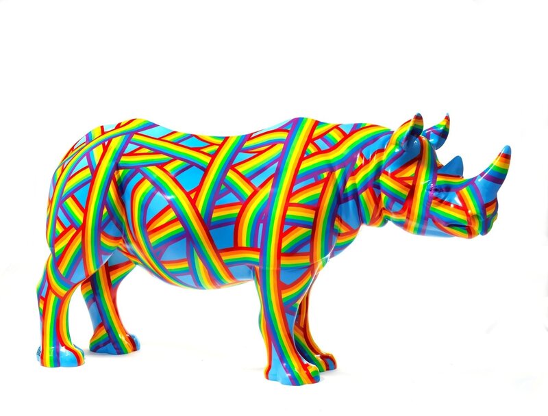 Patrick Hughes, ‘The Rainbosceros’, 2018, Sculpture, Rhino: fibreglass rhino (fire retardant) with internal armature Finish: Oil with weatherproof glaze, Tusk Benefit Auction