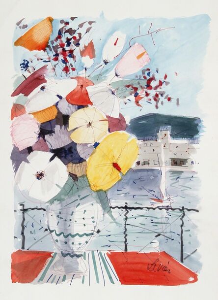 Charles Levier, ‘Bouquet of Flowers on Balcony’, ca. 1970