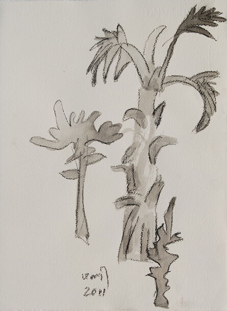K. G. Subramanyan, ‘Palm Tree Series, Charcoal, Brush & Wash on Paper by Modern Artist "In Stock"’, 2011