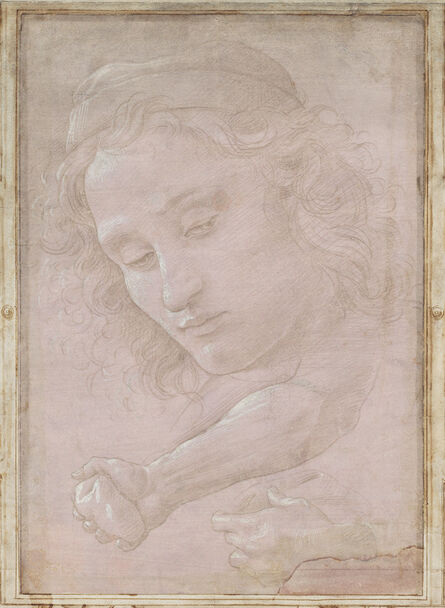 Sandro Botticelli, ‘Head of a Youth Wearing a Cap; a Right Forearm with the Hand Clutching a Stone; and a Left Hand Holding a Drapery’, 1480/1485