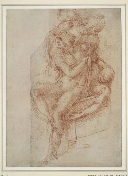 Michelangelo Buonarroti, ‘Lazarus with his right arm held across his chest, draped in a shroud; the upper part of Lazarus's body (upside down)’, 1518