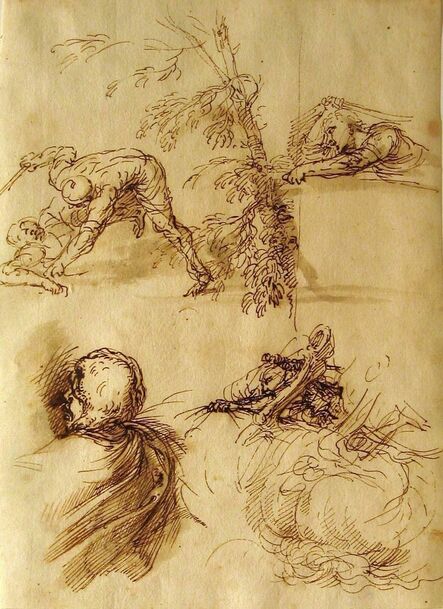 Salvator Rosa, ‘Sheet of Studies’, ca. 1650
