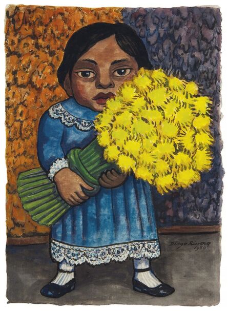 Diego Rivera, ‘Niña con flores amarillas’, 1950