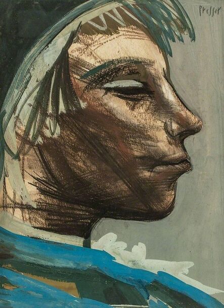 Josef Presser, ‘Expressionist Profile Portrait’, Mid-20th Century