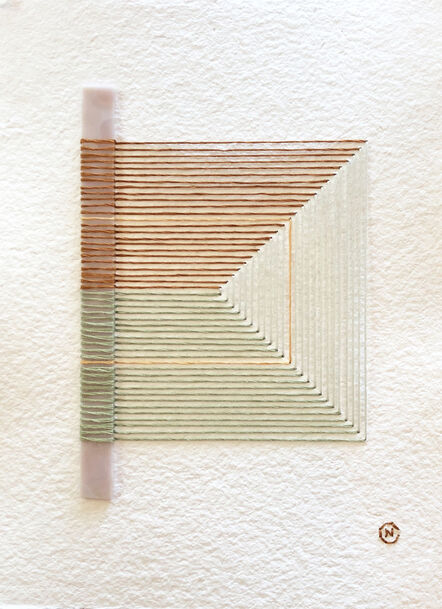 Natalie Ciccoricco, ‘Cracked No. 17 - Textile & Glass Work on Paper (Beige + Green)’, 2021
