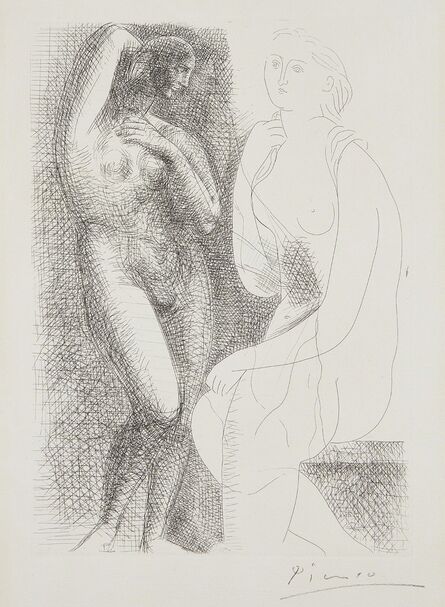 Pablo Picasso, ‘Femme nue devant une statue (Naked Woman in Front of a Statue), plate 6 from La Suite Vollard’, 1931