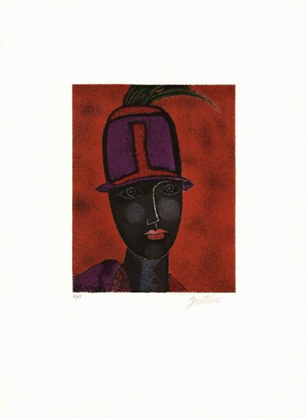 Franco Gentilini, ‘Testa con cappello rosso’, 1980