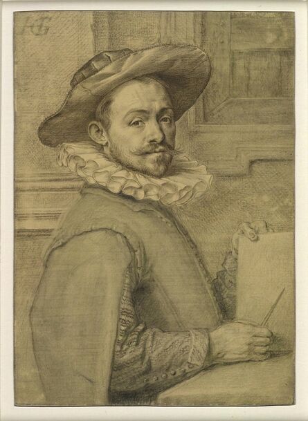 Hendrik Goltzius, ‘Self-portrait holding a copper-plate’, c. 1589