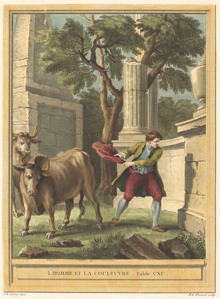 Benoît-Louis Prévost after Jean-Baptiste Oudry, ‘L'homme et la couleuvre (Man and the Snake)’, published 1759