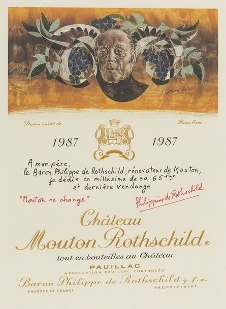 Hans Erni, ‘Chateau Mouton Rothschild Pauillac wine label’, 1987