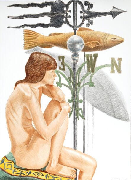 Philip Pearlstein, ‘Nude Model with Banner and Fish Weathervanes’, 2010