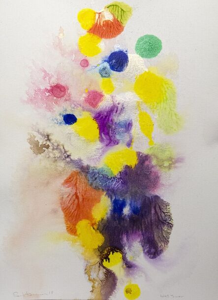 Paul Fournier, ‘Wet Tower - bright, colourful, yellow, orange, purple, blue, acrylic on canvas’, 2018