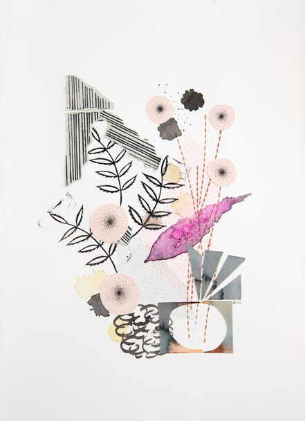 Dani Vinokurov, ‘Heart Bomb No. 8 - Watercolor Collage on Paper (Green + Pink + White)’, 2015