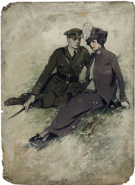 Clarence Underwood, ‘A Soldier and His Girl, Magazine Story Illustration’