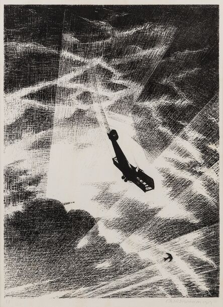 Christopher Richard Wynne Nevinson, ‘Swooping Down on a Taube, from the series 'Britain's Efforts and Ideals: Making Aircraft' (Black 21)’, 1917