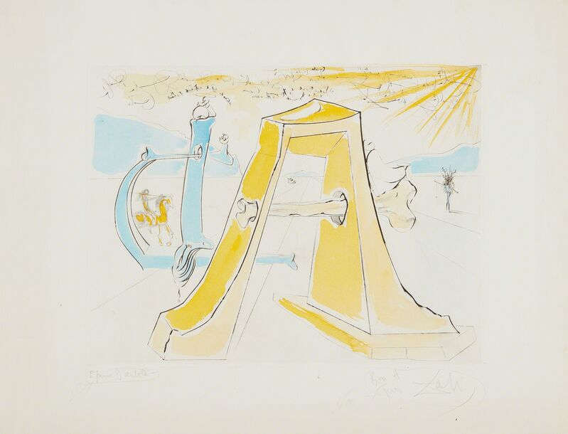 Salvador Dalí, ‘A.D., Hommage à Dürer’, 1971, Print, Etching and drypoint with hand-coloring, on Rives BFK paper, with full margins., Phillips