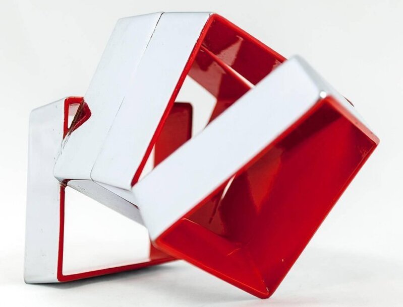 Beverly Pepper, ‘Modernist Chrome Stainless Steel + Red Enamel Abstract Sculpture’, 20th Century, Sculpture, Enamel, Stainless Steel, Lions Gallery