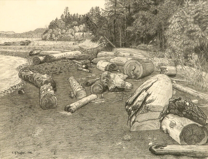 Edward John Hughes, ‘Beach Near Crofton’, 1986, Drawing, Collage or other Work on Paper, Graphite, Madrona Gallery