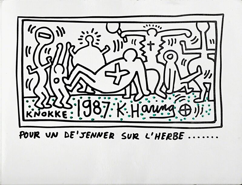 Keith Haring, ‘Two Works of Art: Keith Haring, Untitled’, Mixed Media, Marker on wooden boat paddle, marker on paper, Rago/Wright/LAMA