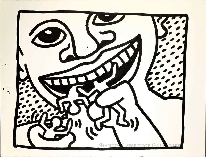 Keith Haring, ‘Untitled, 1982 (Cannibal)’, 1982, Painting, Sumi ink on paper; signed and dated 'SEPT. 21 - 82 + K.Haring' on verso, Martin Lawrence Galleries