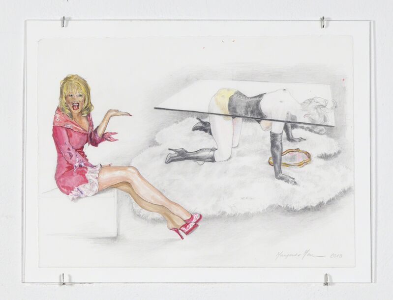Margaret Harrison, ‘Allen Jones & The P.T.A. (Dolly Parton/Allen Jones "Table Sculpture")’, 2010, Drawing, Collage or other Work on Paper, Watercolor and graphite, Ronald Feldman Gallery