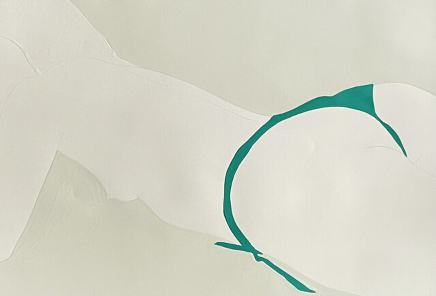 Lying on Grey with Green Detail