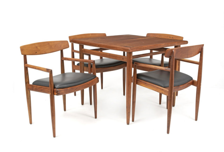Game table and low-back chairs, 5 pieces