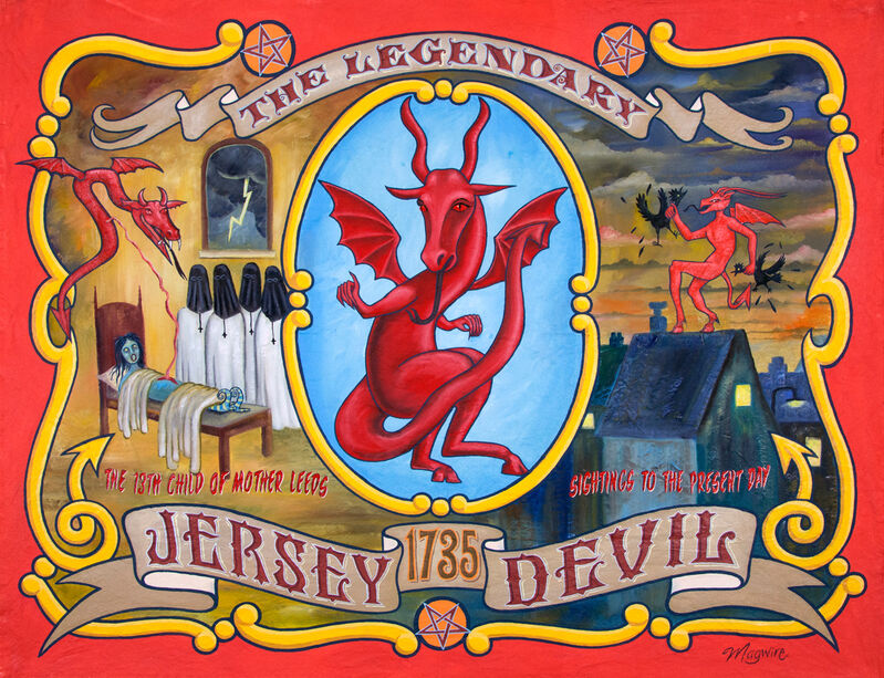 molly mcguire, ‘"Jersey Devil"’, ca. 2018, Painting, Acrylic on re-purposed canvas, Parlor Gallery