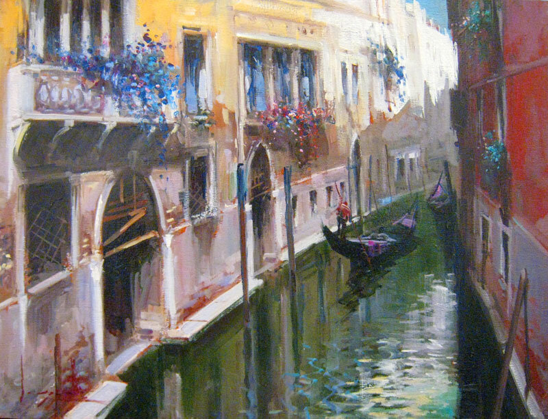Claudio Simonetti, ‘Quiet Canal’, Painting, Original Oil Painting on Panel, LaMantia Fine Art Inc.