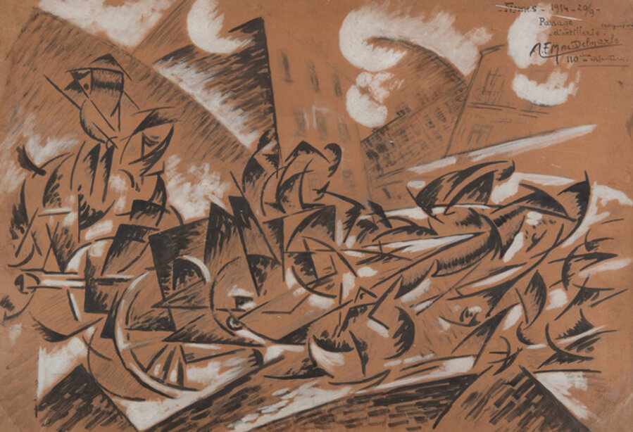 Passage d'artillerie, Fismes, 20 septembre 1914