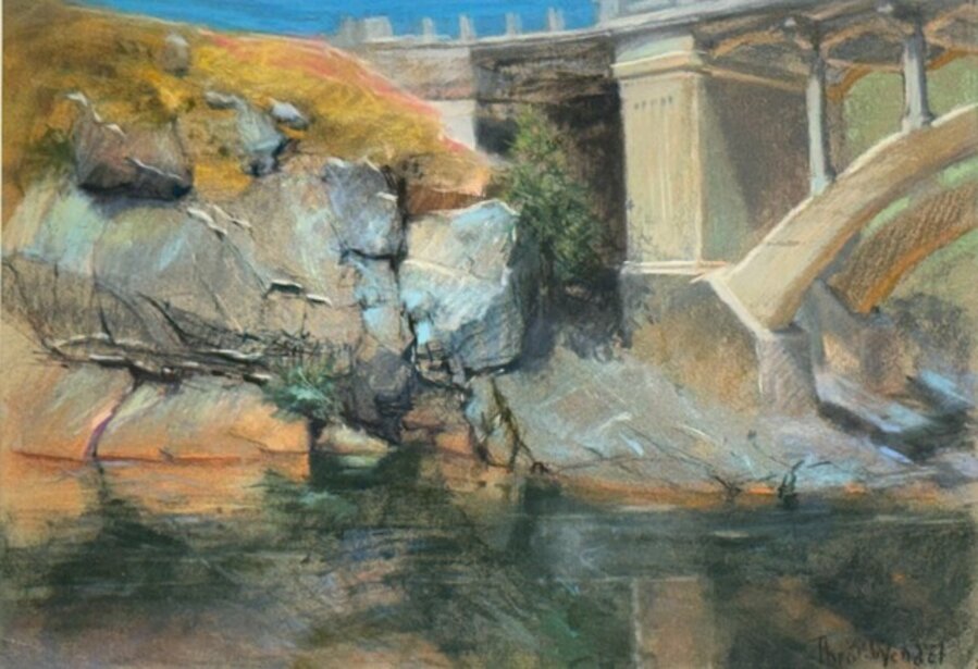 Rocks and River Under Bridge